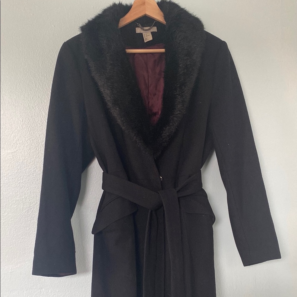 H&M Coat with Faux Fur Collar